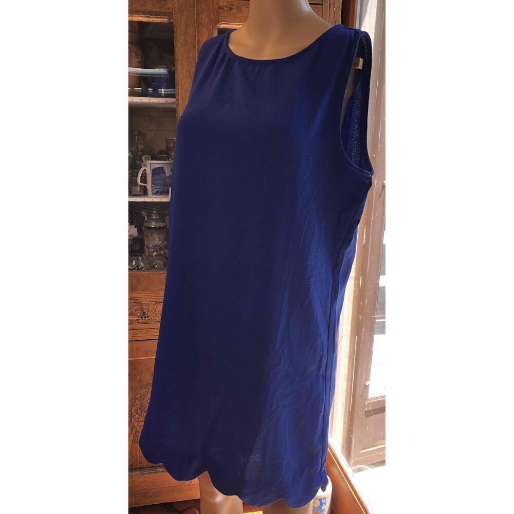 Mittoshop  Blue Sleeveless Round Neck Mini Dress Polyester Material Size Large